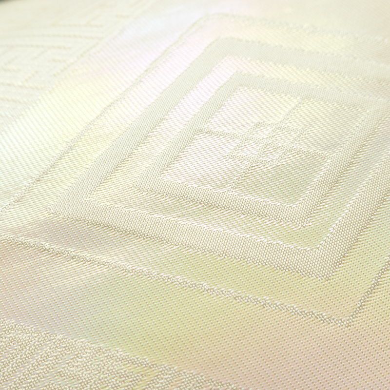 名古屋帯 太鼓柄 正絹 幾何学柄・抽象柄 名古屋仕立て 箔 銀糸 帯 白_画像5