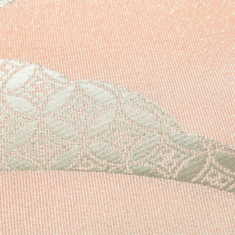 名古屋帯 太鼓柄 良品 正絹 古典柄 名古屋仕立て 箔 金糸 銀糸 帯 ピンク_画像4