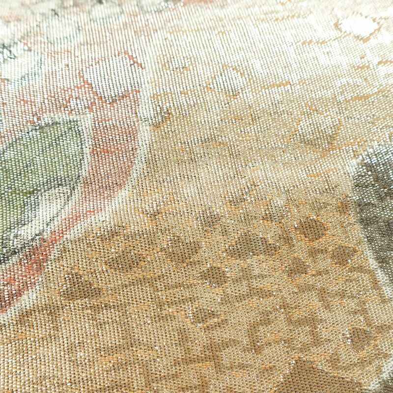 袋帯 太鼓柄 フォーマル用 正絹 木の葉・植物柄 箔 帯 金・銀_画像6