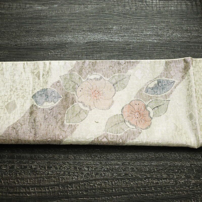 袋帯 太鼓柄 フォーマル用 正絹 木の葉・植物柄 箔 帯 金・銀_画像15