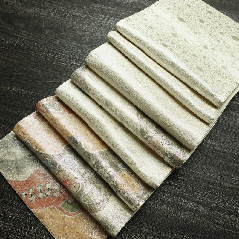 袋帯 太鼓柄 フォーマル用 正絹 木の葉・植物柄 箔 帯 金・銀_画像17