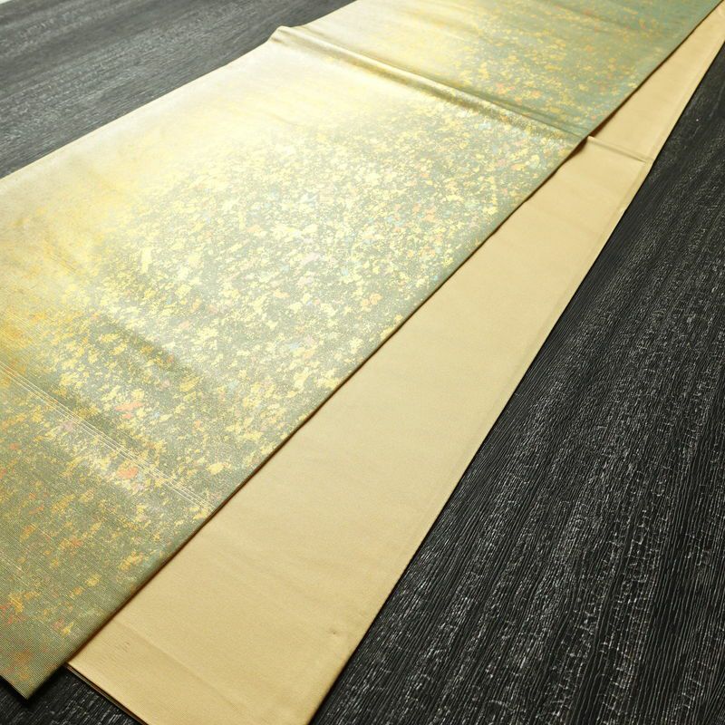 袋帯 太鼓柄 良品 フォーマル用 正絹 人物・動物柄 箔 金彩 帯 黄・黄土色_画像7
