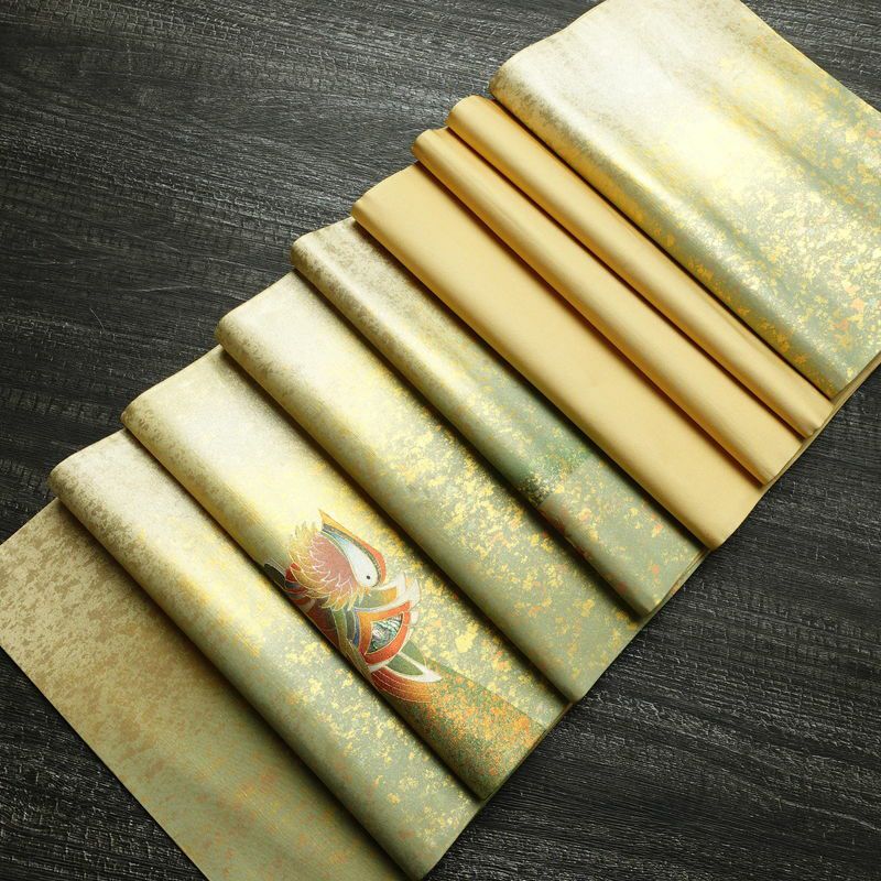 袋帯 太鼓柄 良品 フォーマル用 正絹 人物・動物柄 箔 金彩 帯 黄・黄土色_画像17