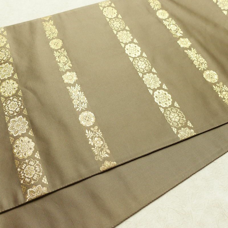 袋帯 青雲間道 伝統工芸士箔屋清兵衛 六通柄 良品 フォーマル用 正絹 縞柄・線柄 箔 帯 茶_画像9