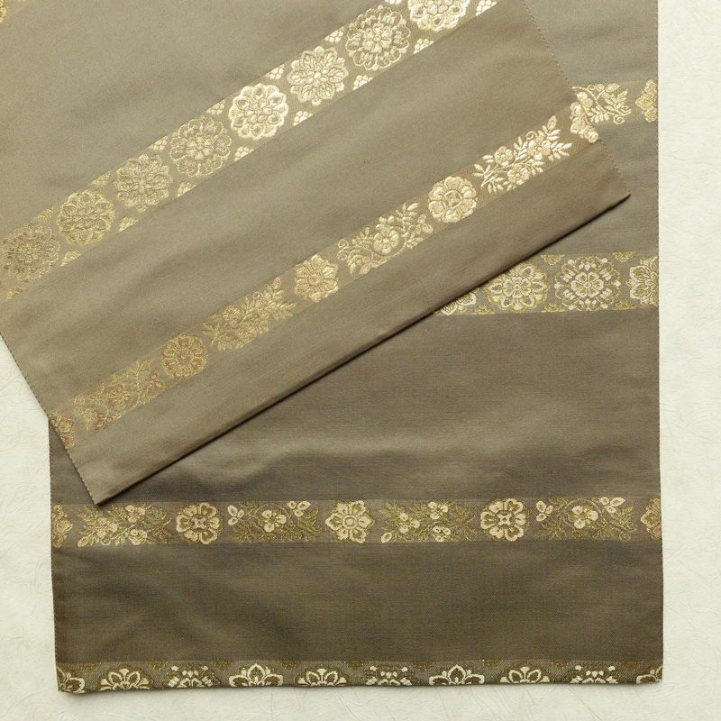 袋帯 青雲間道 伝統工芸士箔屋清兵衛 六通柄 良品 フォーマル用 正絹 縞柄・線柄 箔 帯 茶_画像11