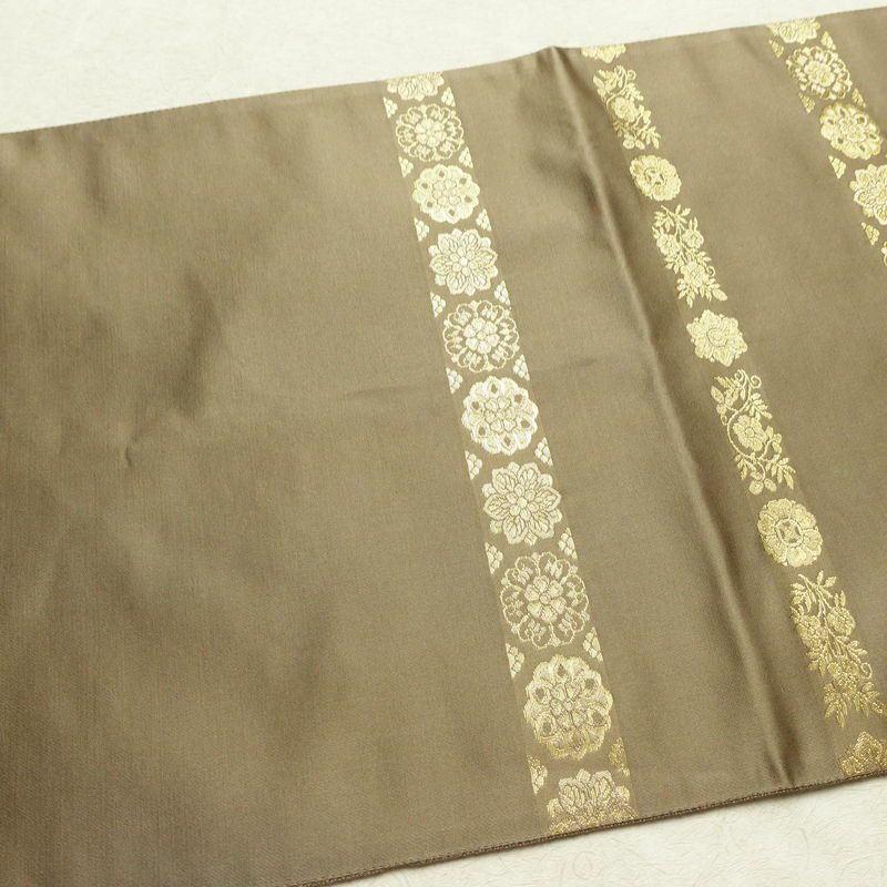 袋帯 青雲間道 伝統工芸士箔屋清兵衛 六通柄 良品 フォーマル用 正絹 縞柄・線柄 箔 帯 茶_画像14