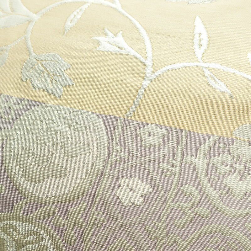 袋帯 六通柄 フォーマル用 正絹 木の葉・植物柄 箔 帯 クリーム_画像3