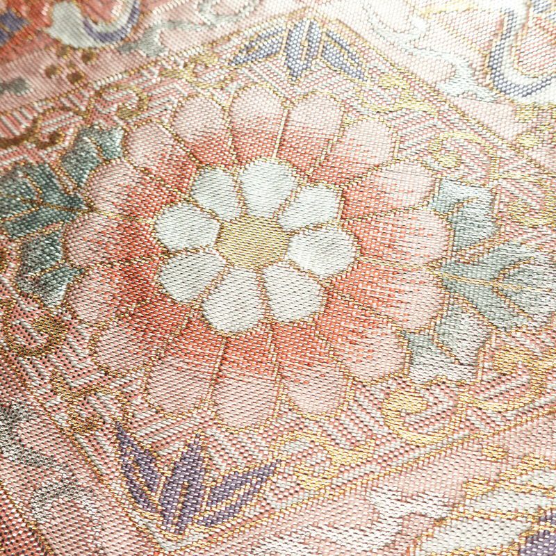 袋帯 六通柄 フォーマル用 正絹 古典柄 箔 帯 ピンク_画像3