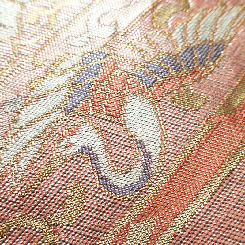 袋帯 六通柄 フォーマル用 正絹 古典柄 箔 帯 ピンク_画像4