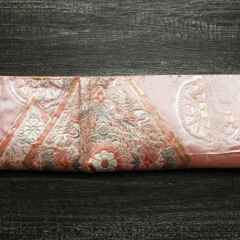 袋帯 六通柄 フォーマル用 正絹 古典柄 箔 帯 ピンク_画像14