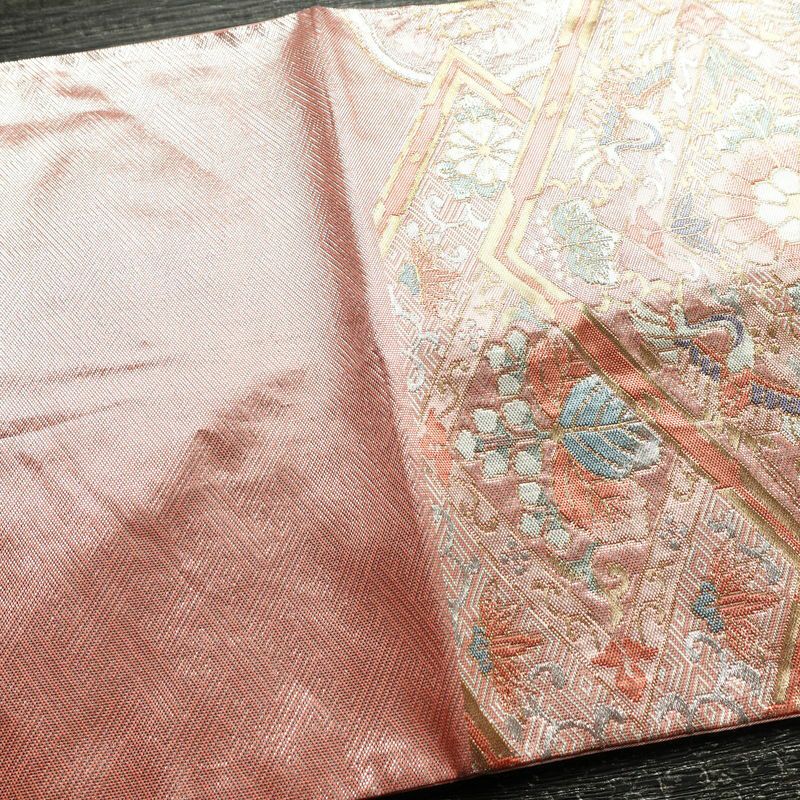 袋帯 六通柄 フォーマル用 正絹 古典柄 箔 帯 ピンク_画像15