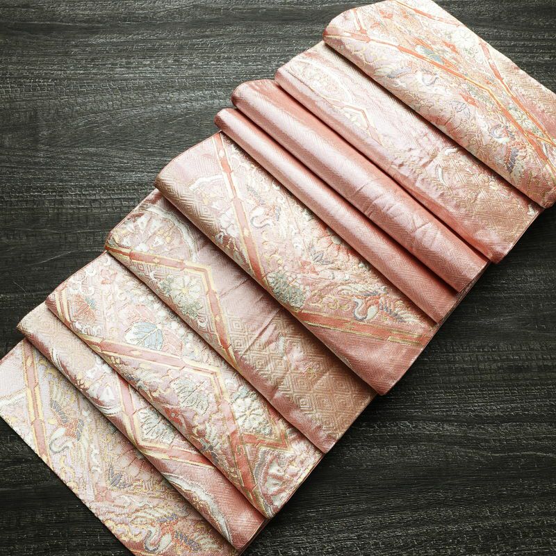 袋帯 六通柄 フォーマル用 正絹 古典柄 箔 帯 ピンク_画像19