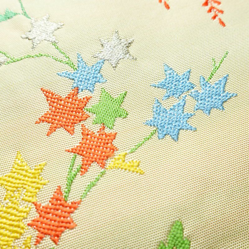 名古屋帯 太鼓柄 正絹 花柄 名古屋仕立て 金糸 銀糸 帯 ポケット付 クリーム_画像4