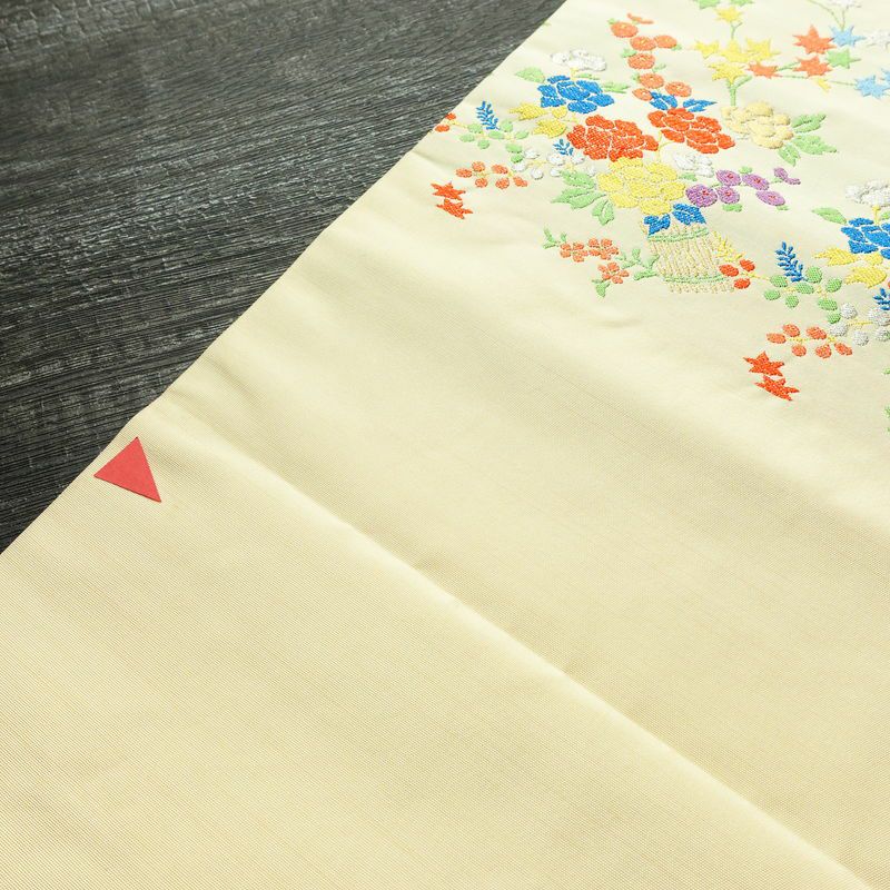 名古屋帯 太鼓柄 正絹 花柄 名古屋仕立て 金糸 銀糸 帯 ポケット付 クリーム_画像10