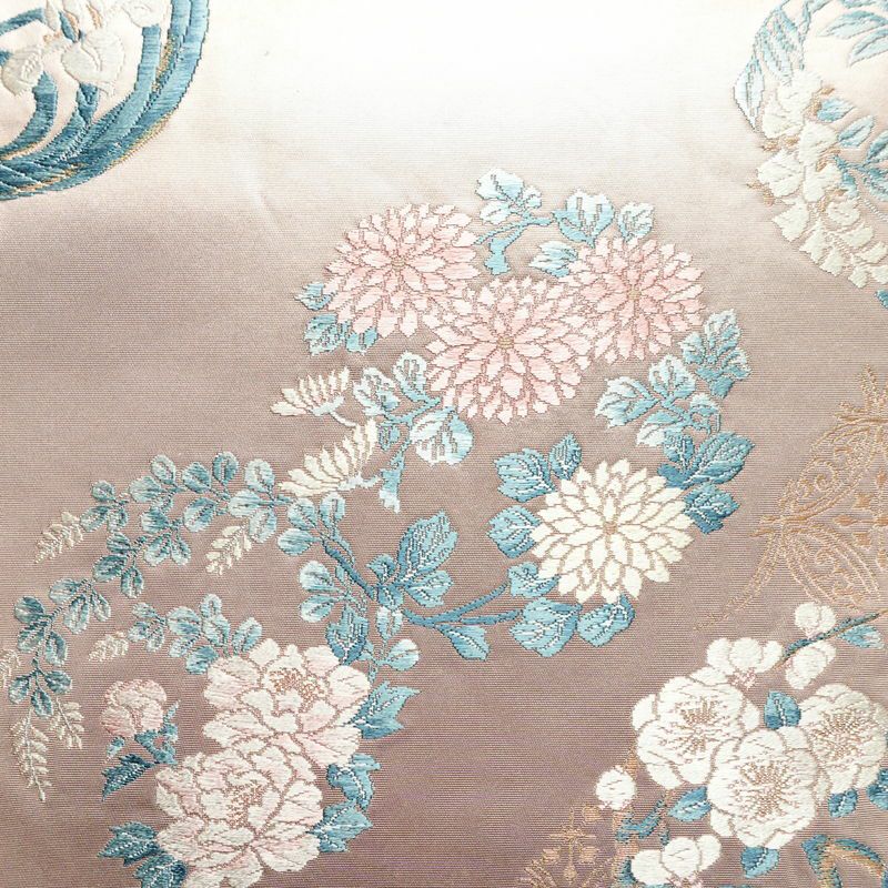 名古屋帯 太鼓柄 正絹 花柄 名古屋仕立て 箔 帯 ピンク_画像2