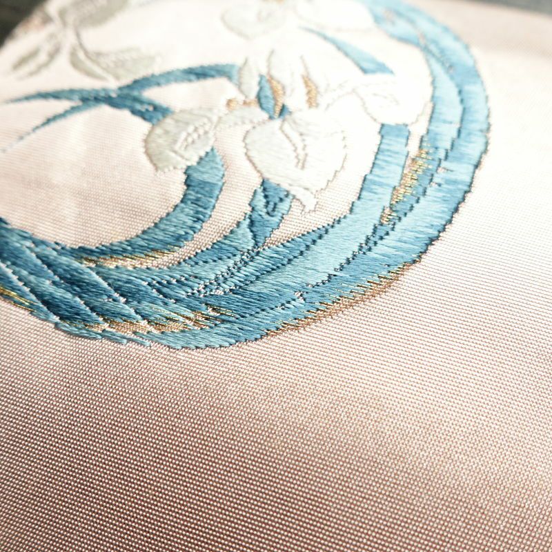 名古屋帯 太鼓柄 正絹 花柄 名古屋仕立て 箔 帯 ピンク_画像5