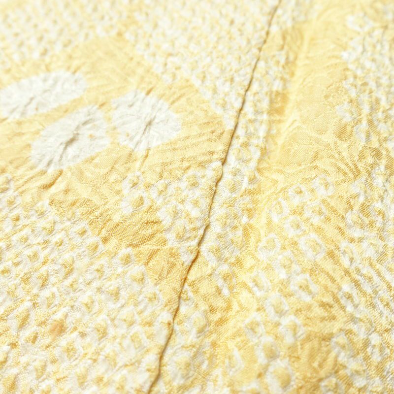 小紋 絞り 総絞り 正絹 古典柄 袷仕立て 身丈160cm 裄丈65.5cm 着物 クリーム_画像8