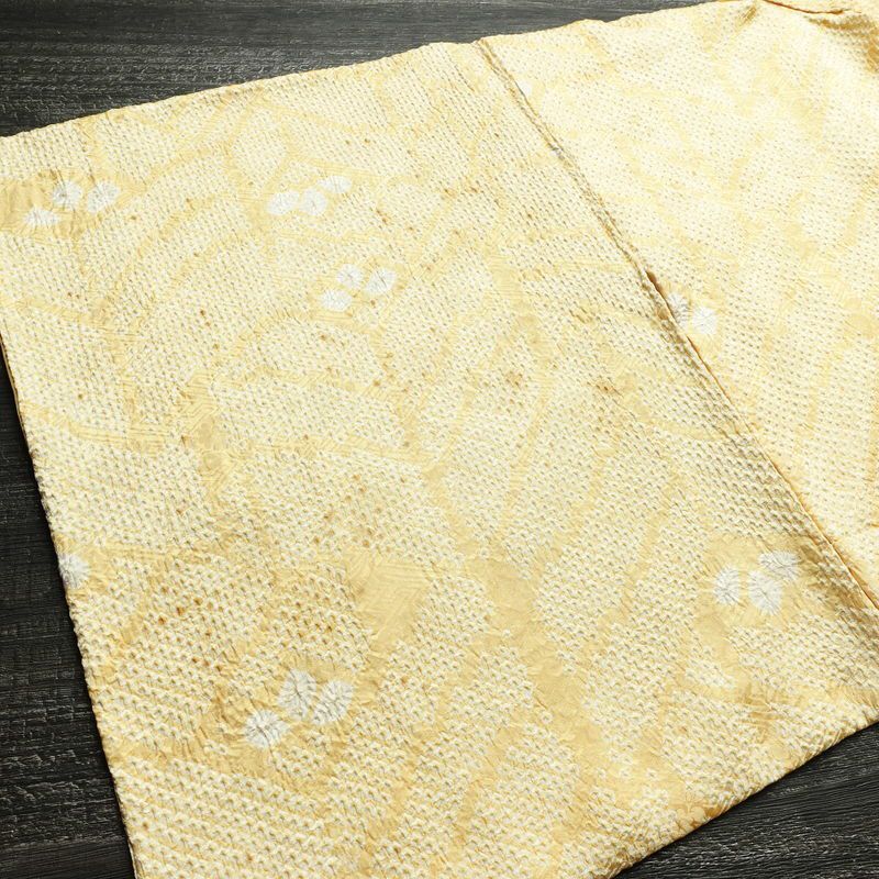 小紋 絞り 総絞り 正絹 古典柄 袷仕立て 身丈160cm 裄丈65.5cm 着物 クリーム_画像11