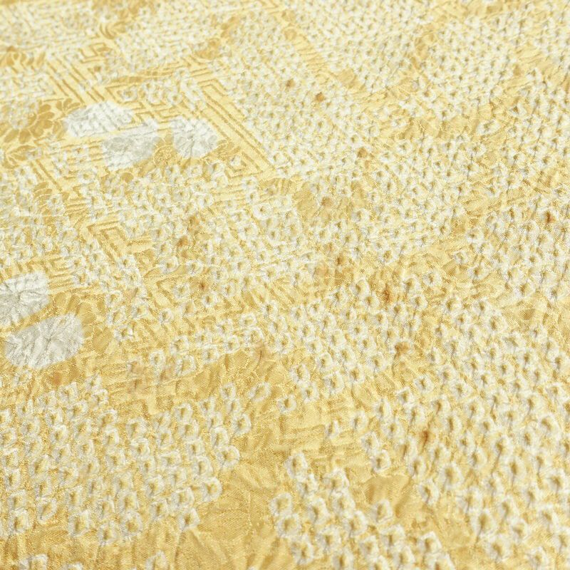 小紋 絞り 総絞り 正絹 古典柄 袷仕立て 身丈160cm 裄丈65.5cm 着物 クリーム_画像12