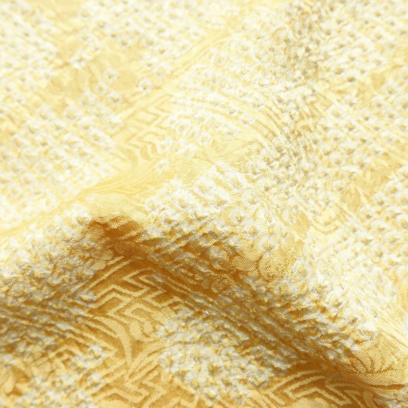 小紋 絞り 総絞り 正絹 古典柄 袷仕立て 身丈160cm 裄丈65.5cm 着物 クリーム_画像20