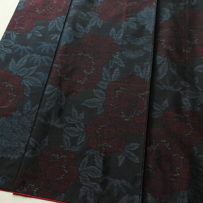 紬 正絹 花柄 袷仕立て 身丈159.5cm 裄丈64cm 着物 青・紺_画像4