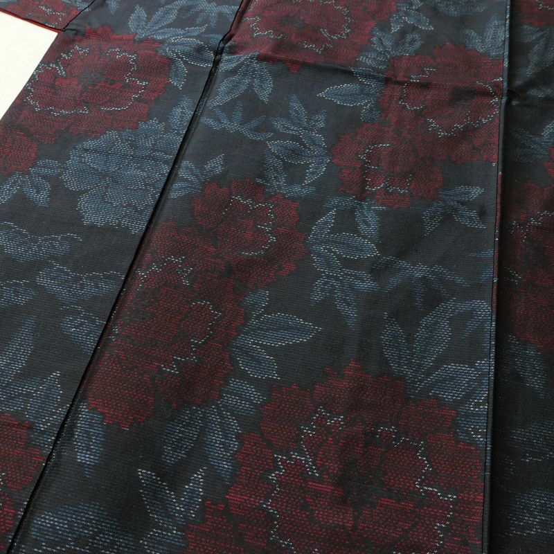 紬 正絹 花柄 袷仕立て 身丈159.5cm 裄丈64cm 着物 青・紺_画像5