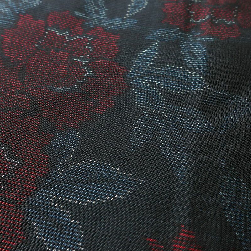 紬 正絹 花柄 袷仕立て 身丈159.5cm 裄丈64cm 着物 青・紺_画像6