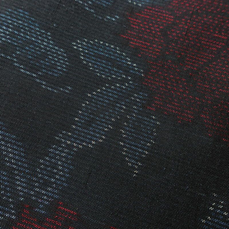 紬 正絹 花柄 袷仕立て 身丈159.5cm 裄丈64cm 着物 青・紺_画像7