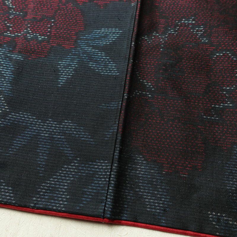 紬 正絹 花柄 袷仕立て 身丈159.5cm 裄丈64cm 着物 青・紺_画像10