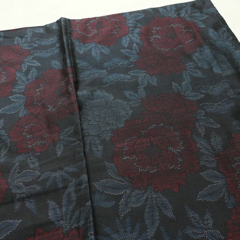 紬 正絹 花柄 袷仕立て 身丈159.5cm 裄丈64cm 着物 青・紺_画像13