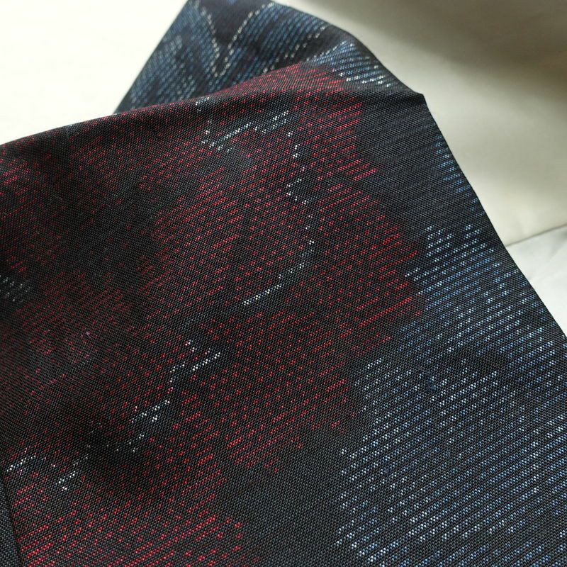 紬 正絹 花柄 袷仕立て 身丈159.5cm 裄丈64cm 着物 青・紺_画像16