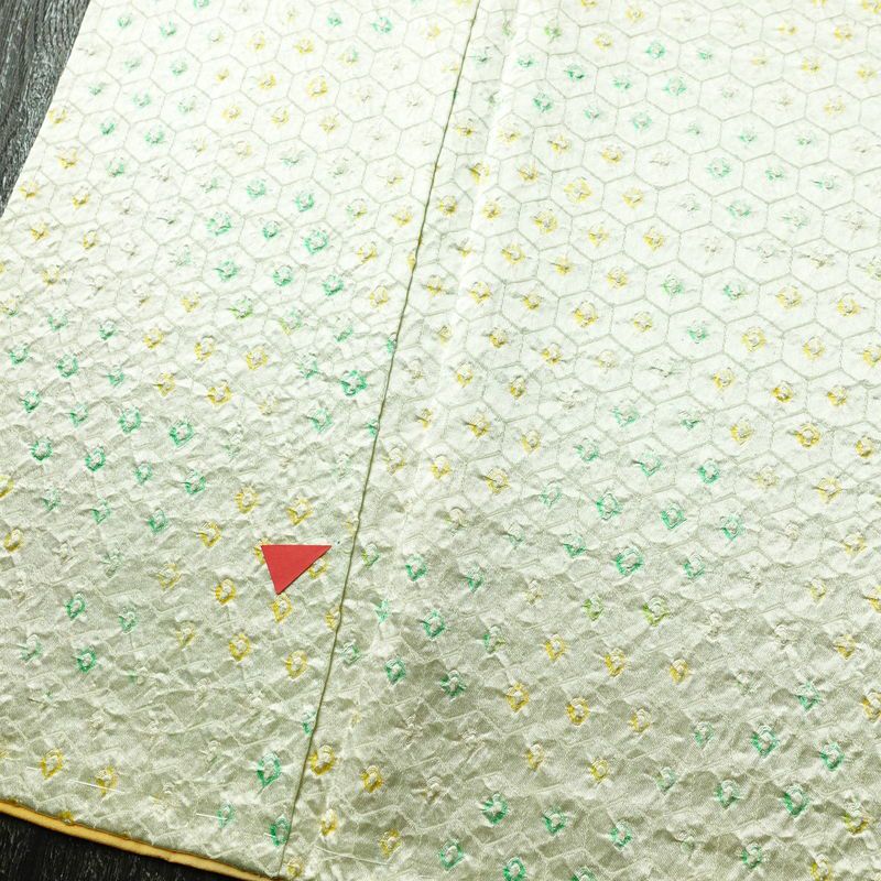 小紋 絞り しつけ糸付き 正絹 古典柄 袷仕立て 身丈160cm 裄丈65.5cm 着物 クリーム_画像6