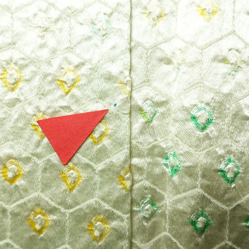 小紋 絞り しつけ糸付き 正絹 古典柄 袷仕立て 身丈160cm 裄丈65.5cm 着物 クリーム_画像7