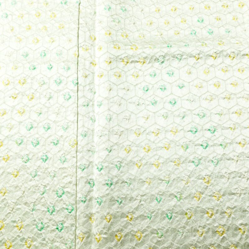 小紋 絞り しつけ糸付き 正絹 古典柄 袷仕立て 身丈160cm 裄丈65.5cm 着物 クリーム_画像8