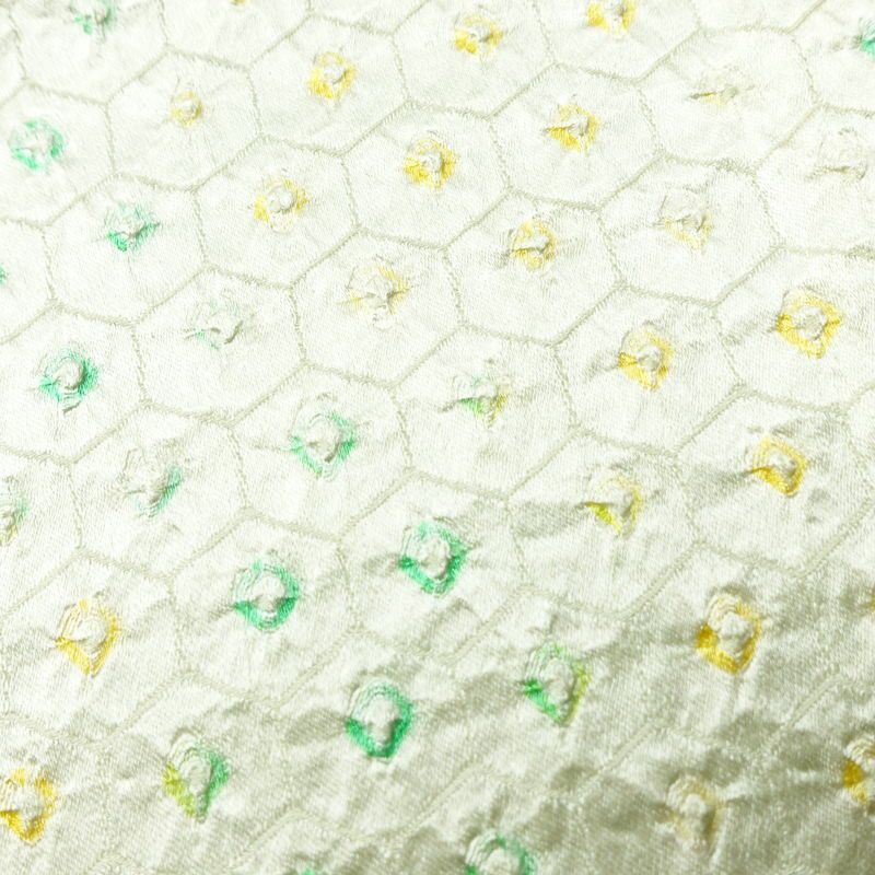 小紋 絞り しつけ糸付き 正絹 古典柄 袷仕立て 身丈160cm 裄丈65.5cm 着物 クリーム_画像9