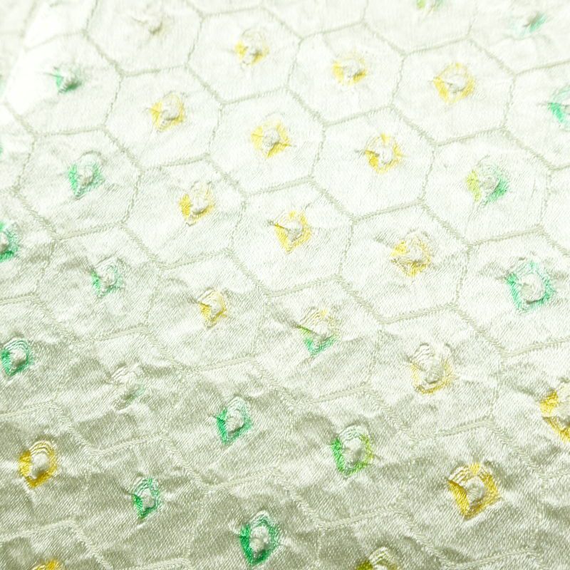 小紋 絞り しつけ糸付き 正絹 古典柄 袷仕立て 身丈160cm 裄丈65.5cm 着物 クリーム_画像10