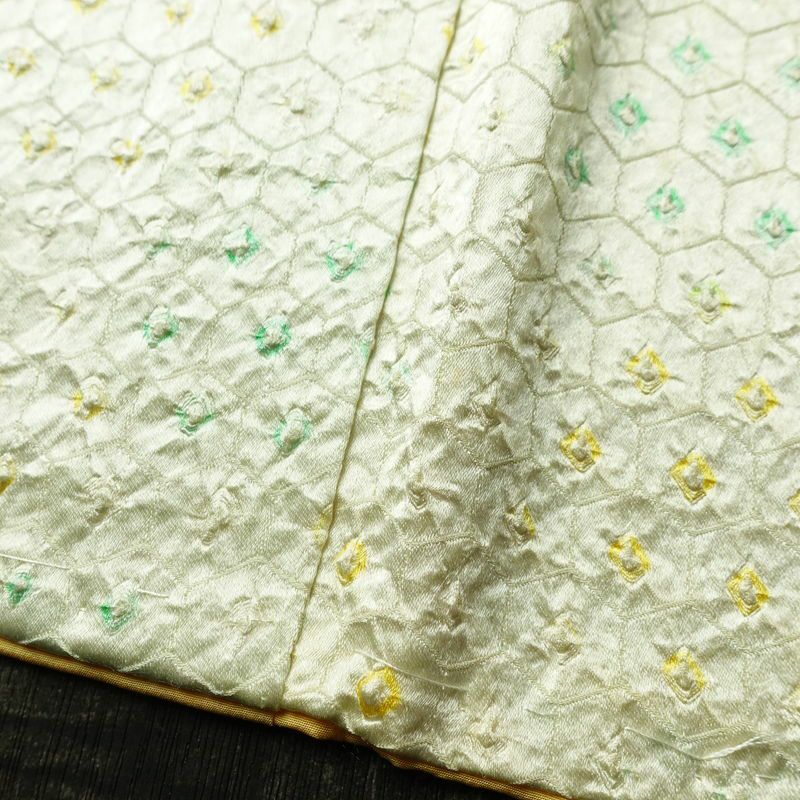 小紋 絞り しつけ糸付き 正絹 古典柄 袷仕立て 身丈160cm 裄丈65.5cm 着物 クリーム_画像12