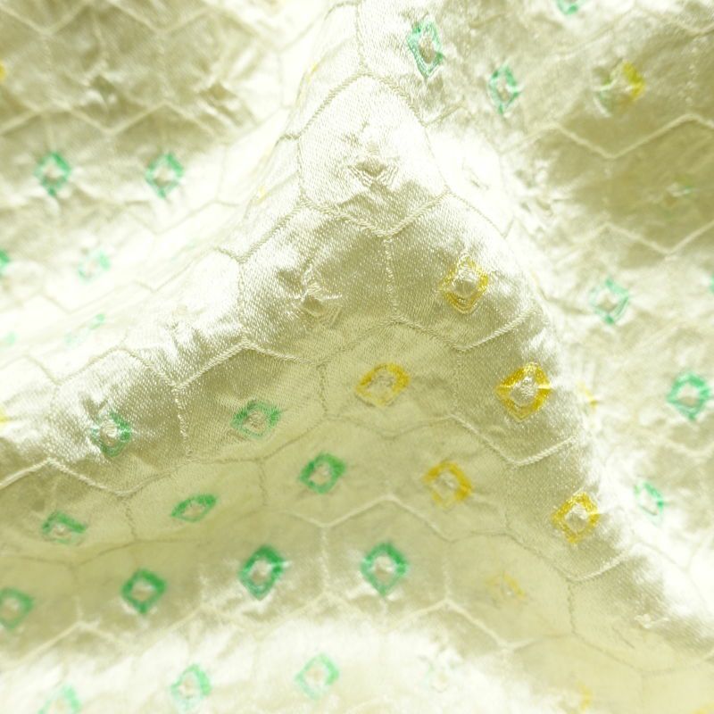 小紋 絞り しつけ糸付き 正絹 古典柄 袷仕立て 身丈160cm 裄丈65.5cm 着物 クリーム_画像21