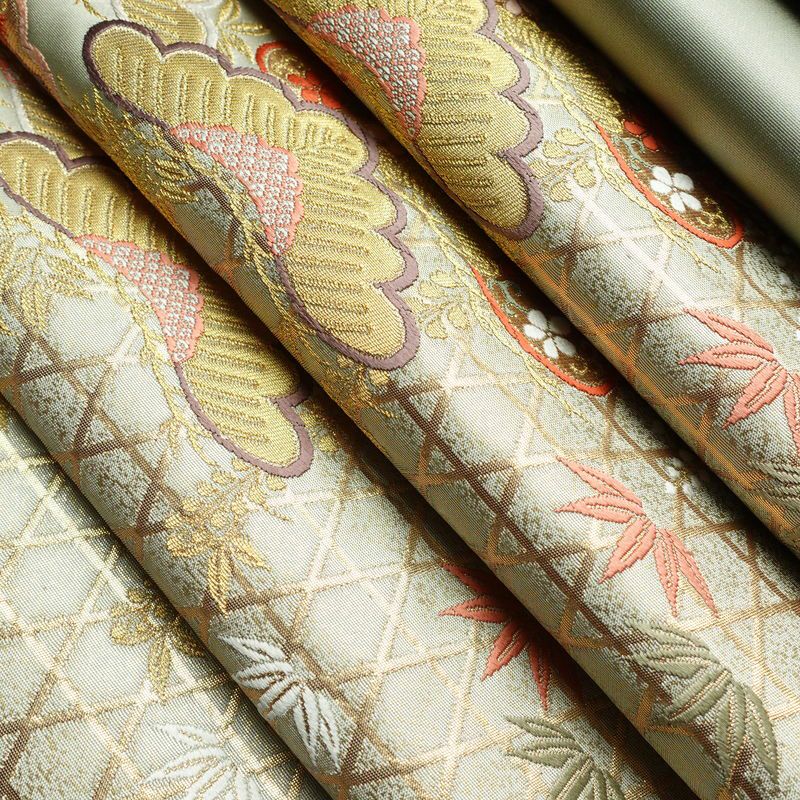 袋帯 六通柄 フォーマル用 正絹 古典柄 松 箔 金糸 帯 緑・うぐいす色_画像21