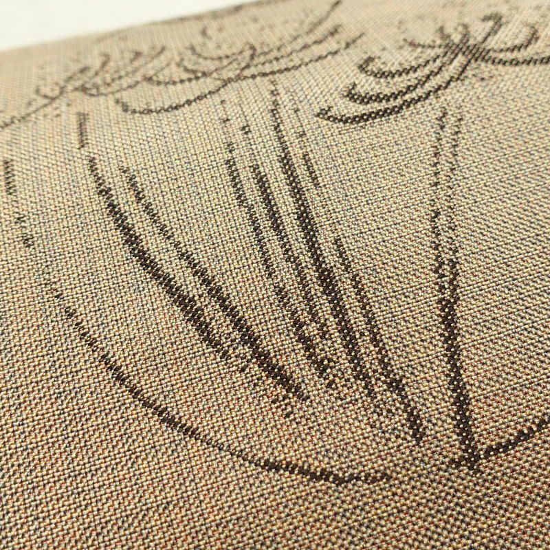 袋帯 未仕立て 六通柄 良品 一般用 正絹 木の葉・植物柄 帯 ベージュ_画像4