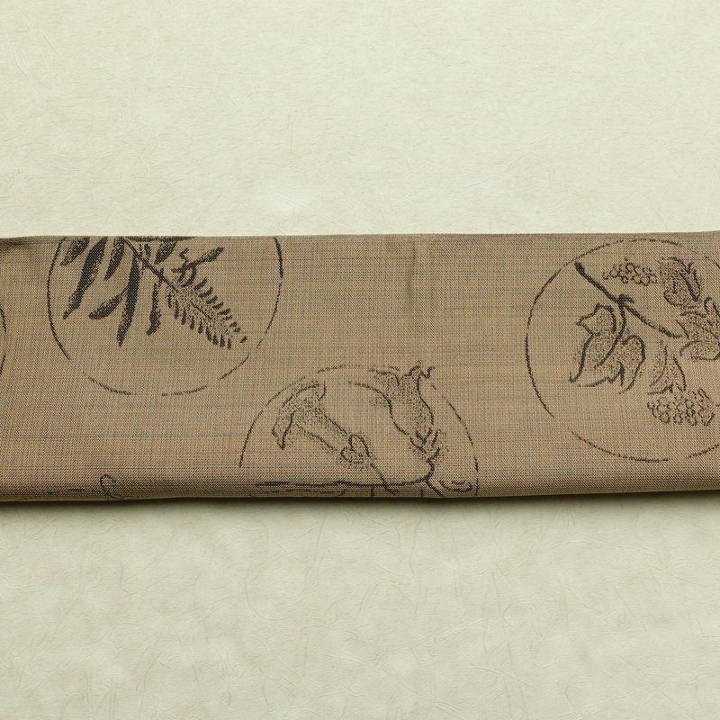 袋帯 未仕立て 六通柄 良品 一般用 正絹 木の葉・植物柄 帯 ベージュ_画像14
