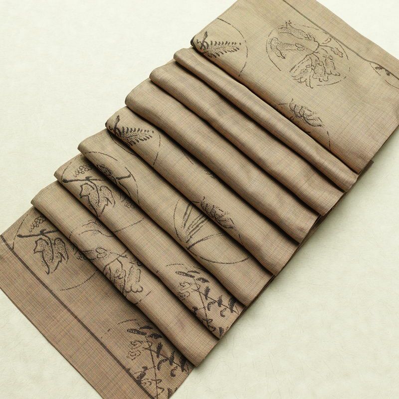 袋帯 未仕立て 六通柄 良品 一般用 正絹 木の葉・植物柄 帯 ベージュ_画像18
