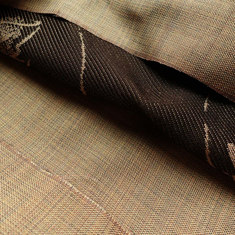 袋帯 未仕立て 六通柄 良品 一般用 正絹 木の葉・植物柄 帯 ベージュ_画像21