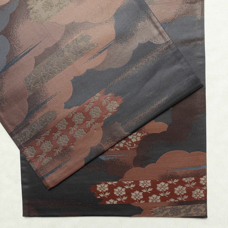 袋帯 六通柄 フォーマル用 正絹 雲柄 帯 青・紺_画像13