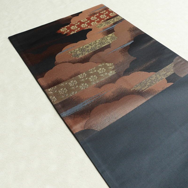 袋帯 六通柄 フォーマル用 正絹 雲柄 帯 青・紺_画像18