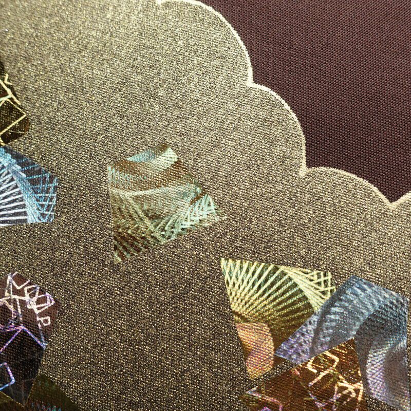 袋帯 太鼓柄 フォーマル用 正絹 雲柄 箔 帯 小豆・エンジ_画像5