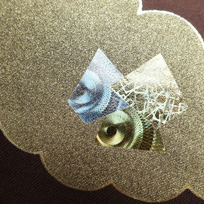 袋帯 太鼓柄 フォーマル用 正絹 雲柄 箔 帯 小豆・エンジ_画像6