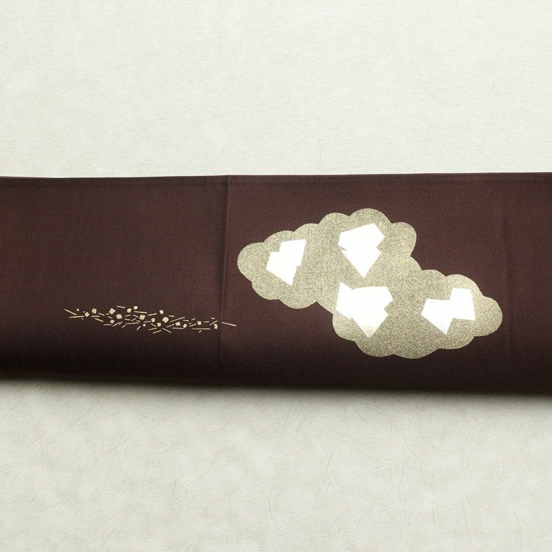 袋帯 太鼓柄 フォーマル用 正絹 雲柄 箔 帯 小豆・エンジ_画像15