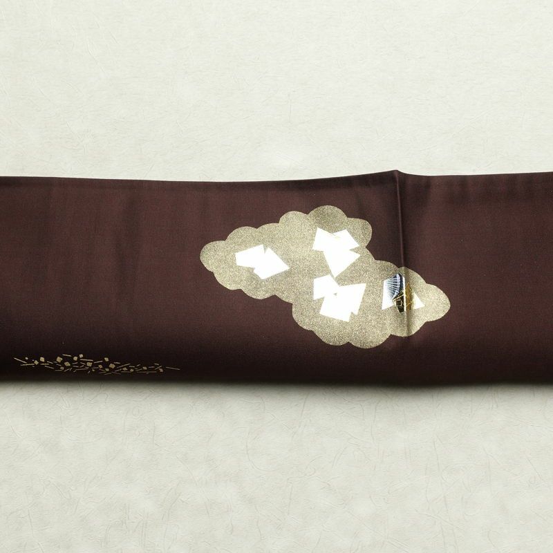 袋帯 太鼓柄 フォーマル用 正絹 雲柄 箔 帯 小豆・エンジ_画像16