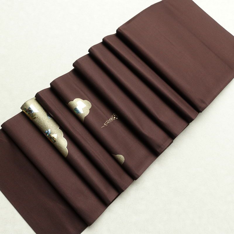 袋帯 太鼓柄 フォーマル用 正絹 雲柄 箔 帯 小豆・エンジ_画像18